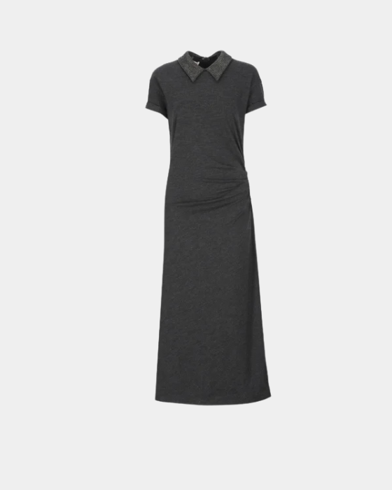 Dress with Detachable Monili Collar in Black