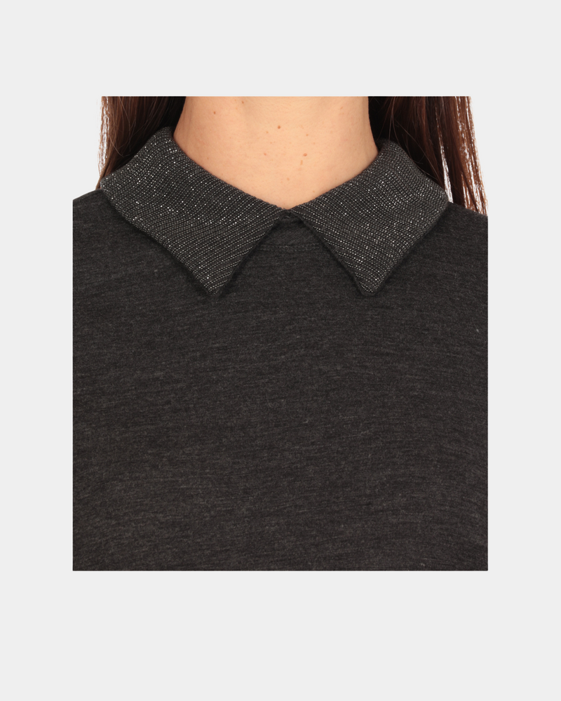 Dress with Detachable Monili Collar in Black