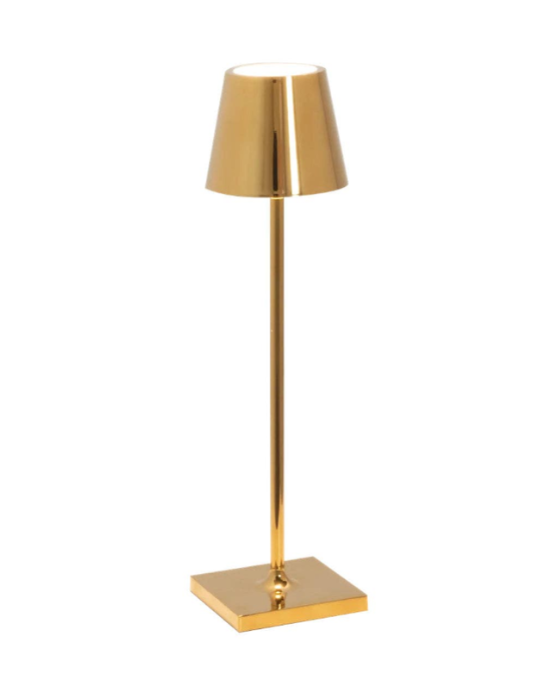 Zafferano Poldina Pro Micro cordless table lamp in glossy gold with square base