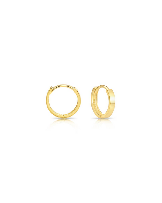 10mm Huggie Hoop Earring with High Polish in 14KY Gold