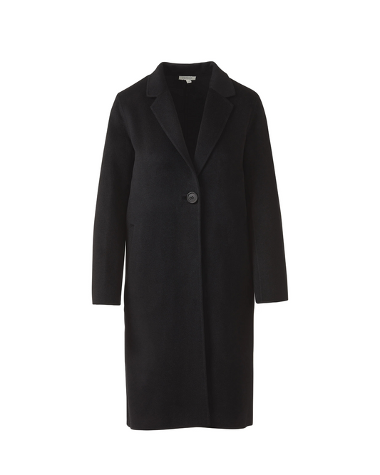Long Notch Collar Coat in Black