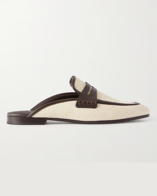 Micro Rafia Contrast Mules in Rope