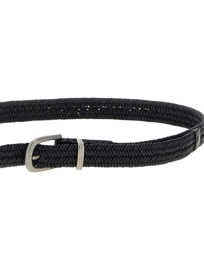Leather Braided Belt in Black