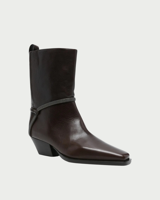 Pair of Ankle Boots with Heels in Testa Moro