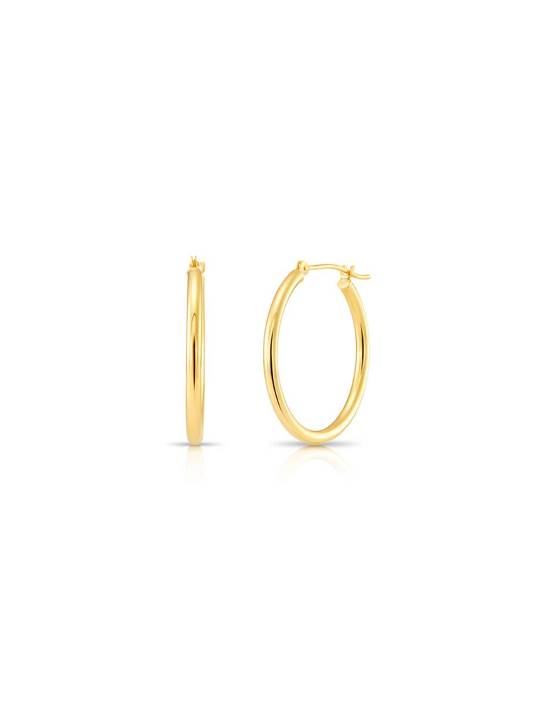 Lightweight 2mm Tube Hoops in 14KY Gold