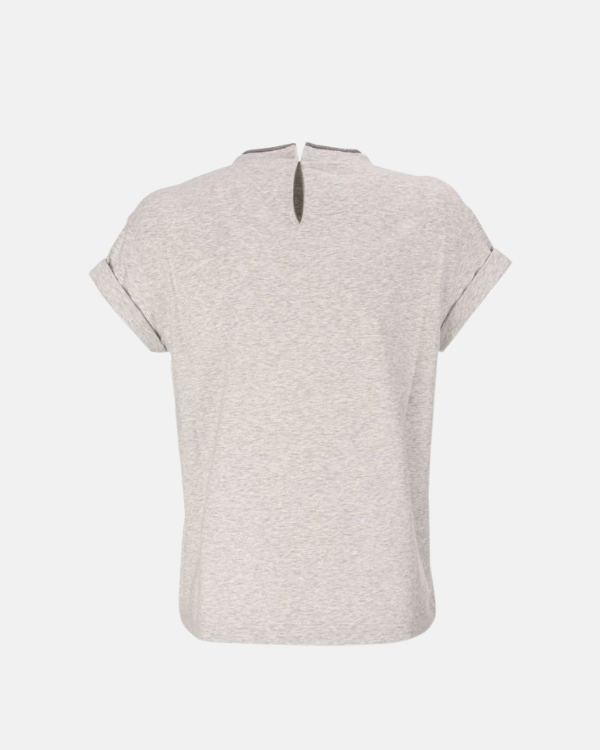 T-Shirt with Monili Faux Layering in Heather Grey
