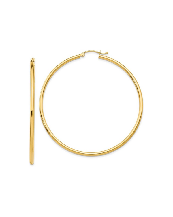 Lightweight 50mm Tube Hoops in 10KY Gold