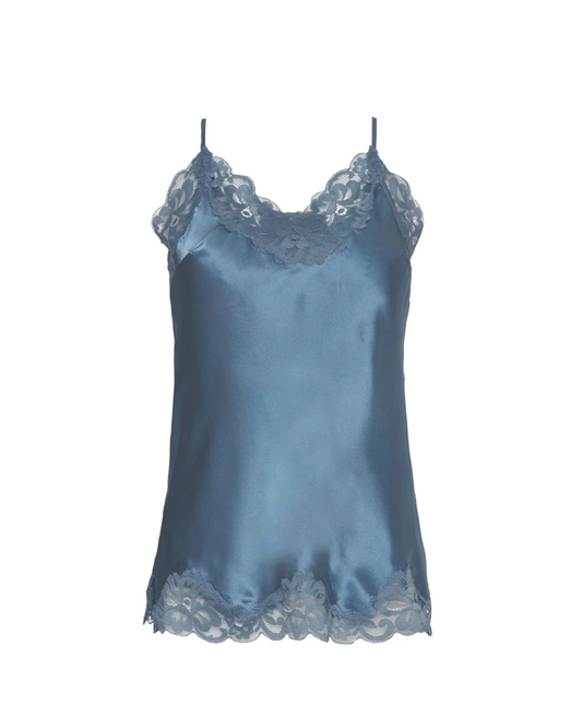 Floral Lace Cami in Dusty Blue
