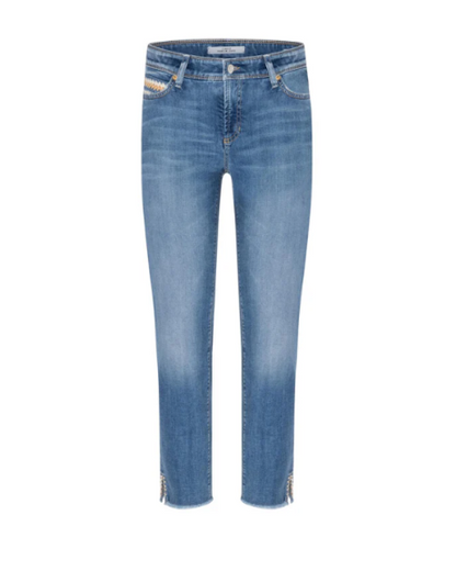 Piper Short Jeans in Medium Fringed Hem