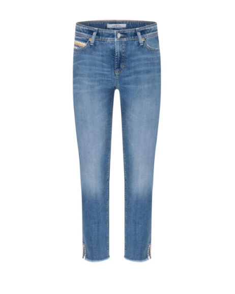 Piper Short Jeans in Medium Fringed Hem