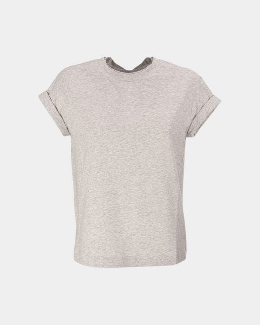 T-Shirt with Monili Faux Layering in Heather Grey