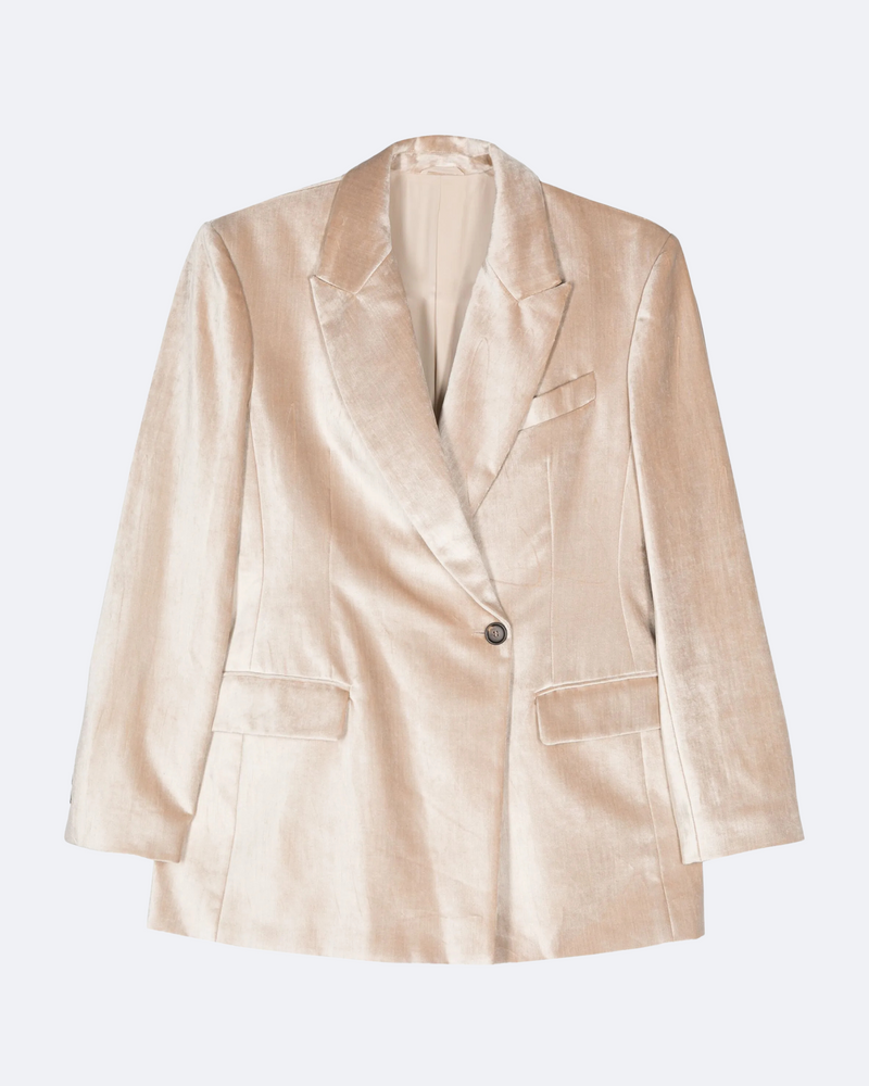 Cotton Velvet Blazer in Chantilly