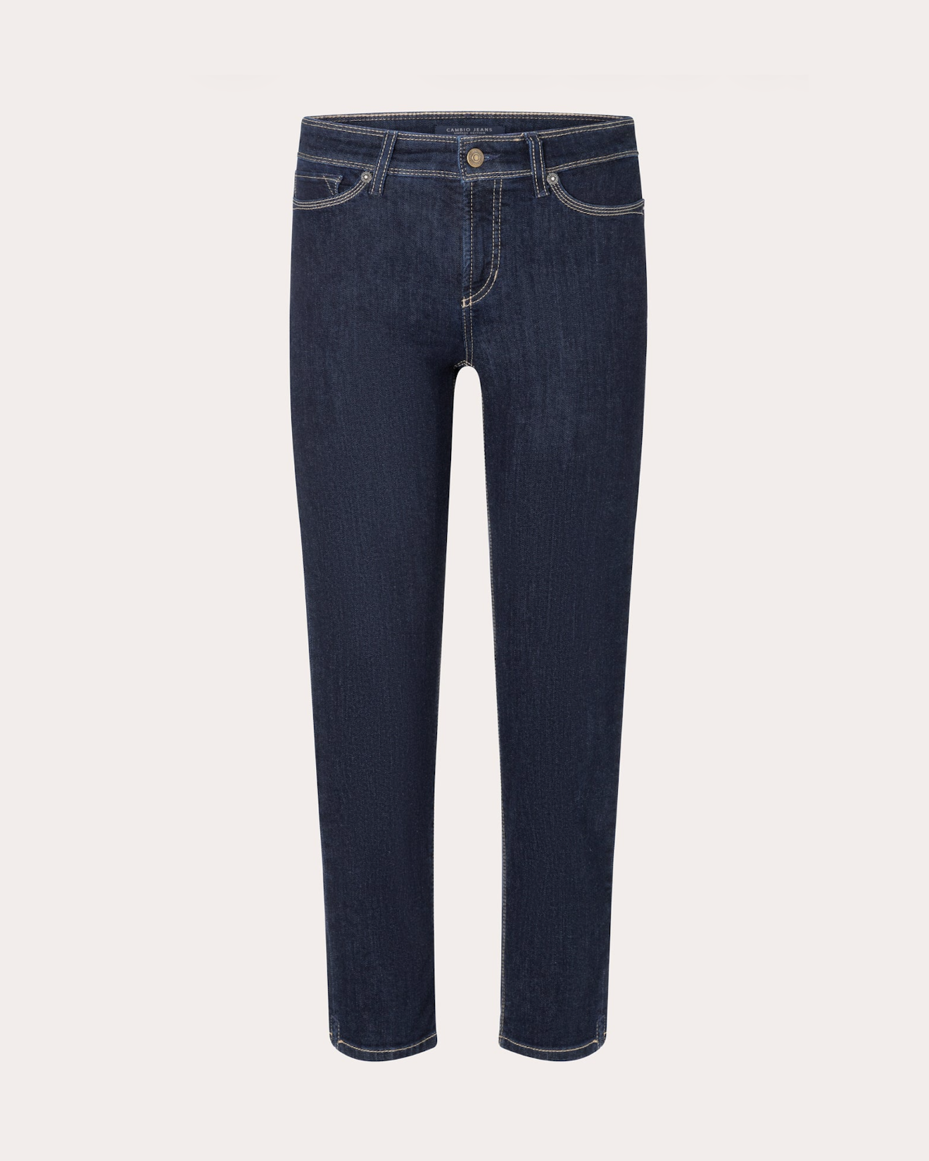 Cambio Piper Short dark navy blue slim-fit jeans with contrast stitching