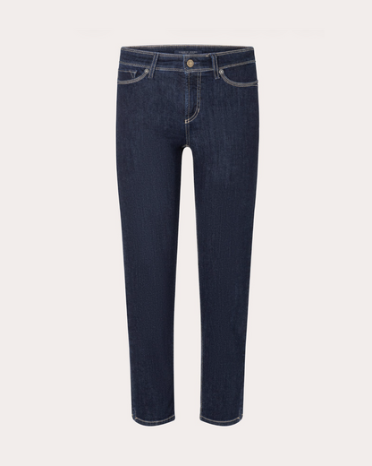 Cambio Piper Short dark navy blue slim-fit jeans with contrast stitching