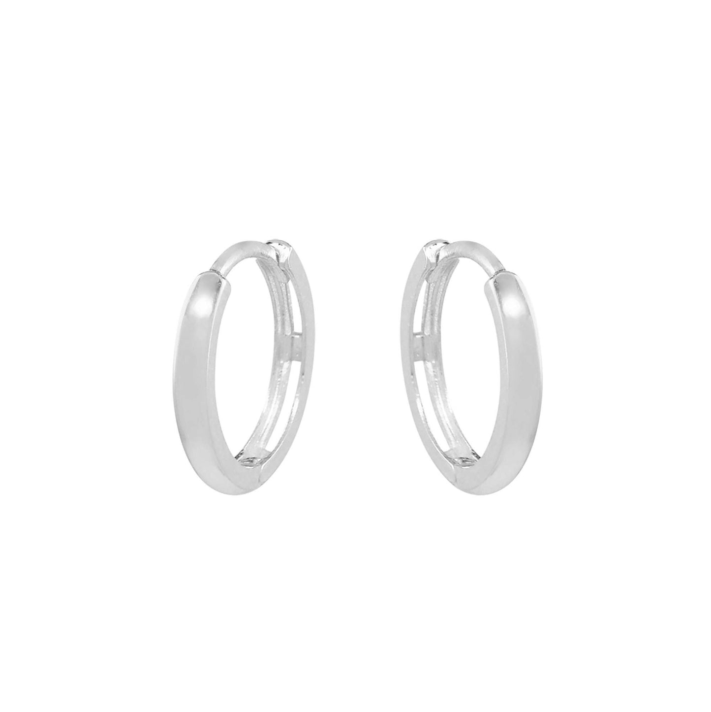 Solid 14k White Gold Thin 11mm Huggies