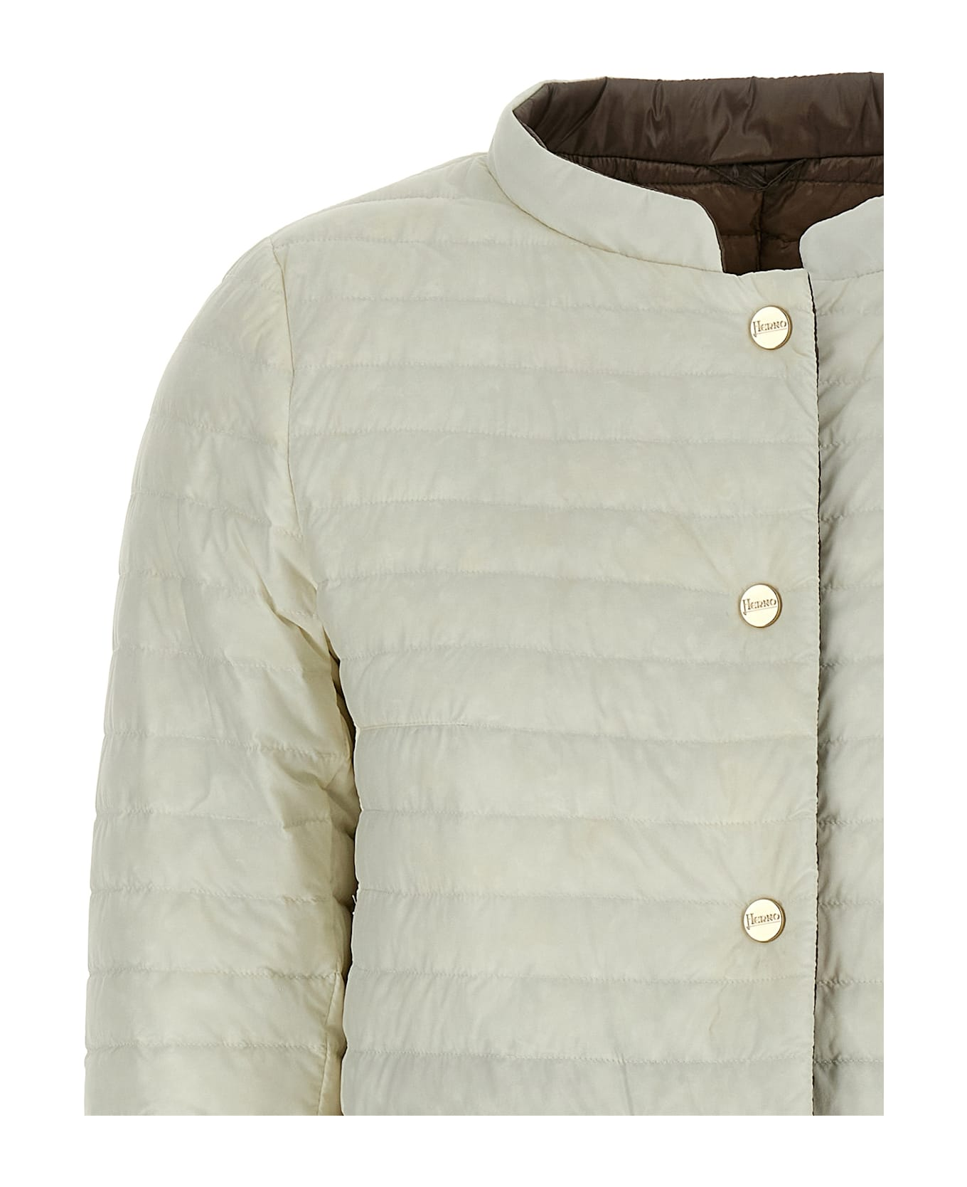 Reversible Short Down Jacket in White / Taupe