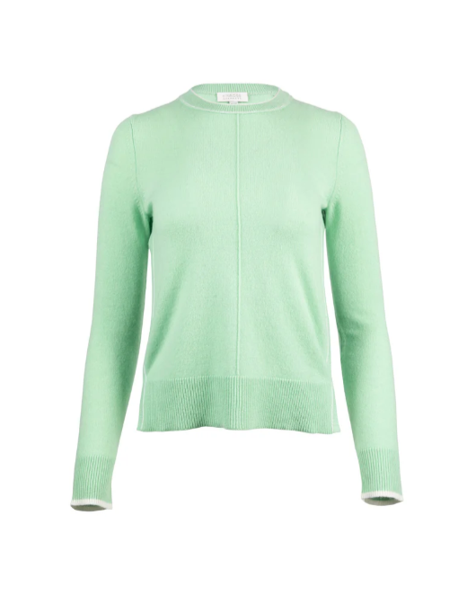 Tipped Crew in Celadon/Ivory