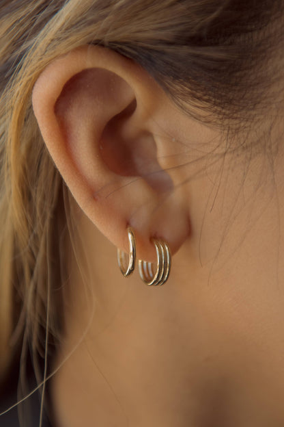 Solid 14k White Gold Thin 11mm Huggies