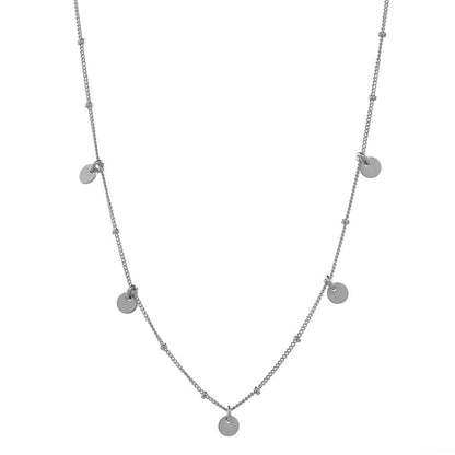 5 Tiny Discs Ball Chain Gold Filled Necklace