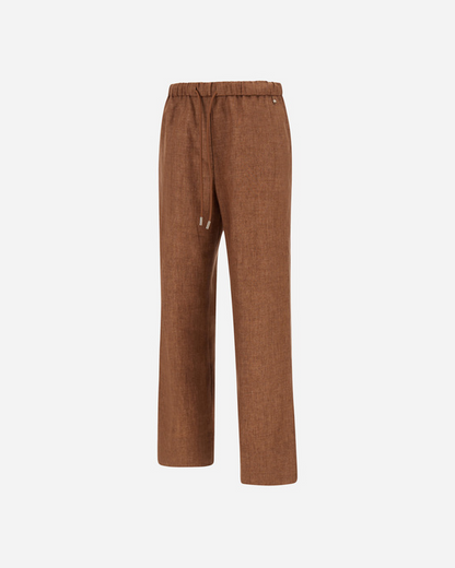 Linen Pull On Pant in Tobacco