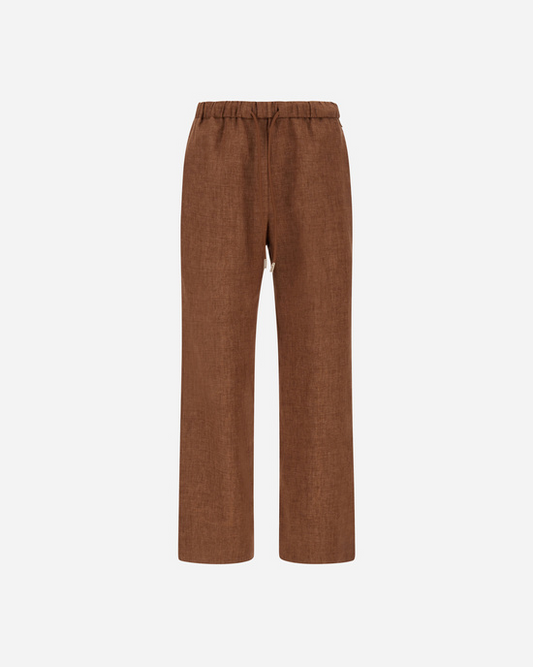 Linen Pull On Pant in Tobacco