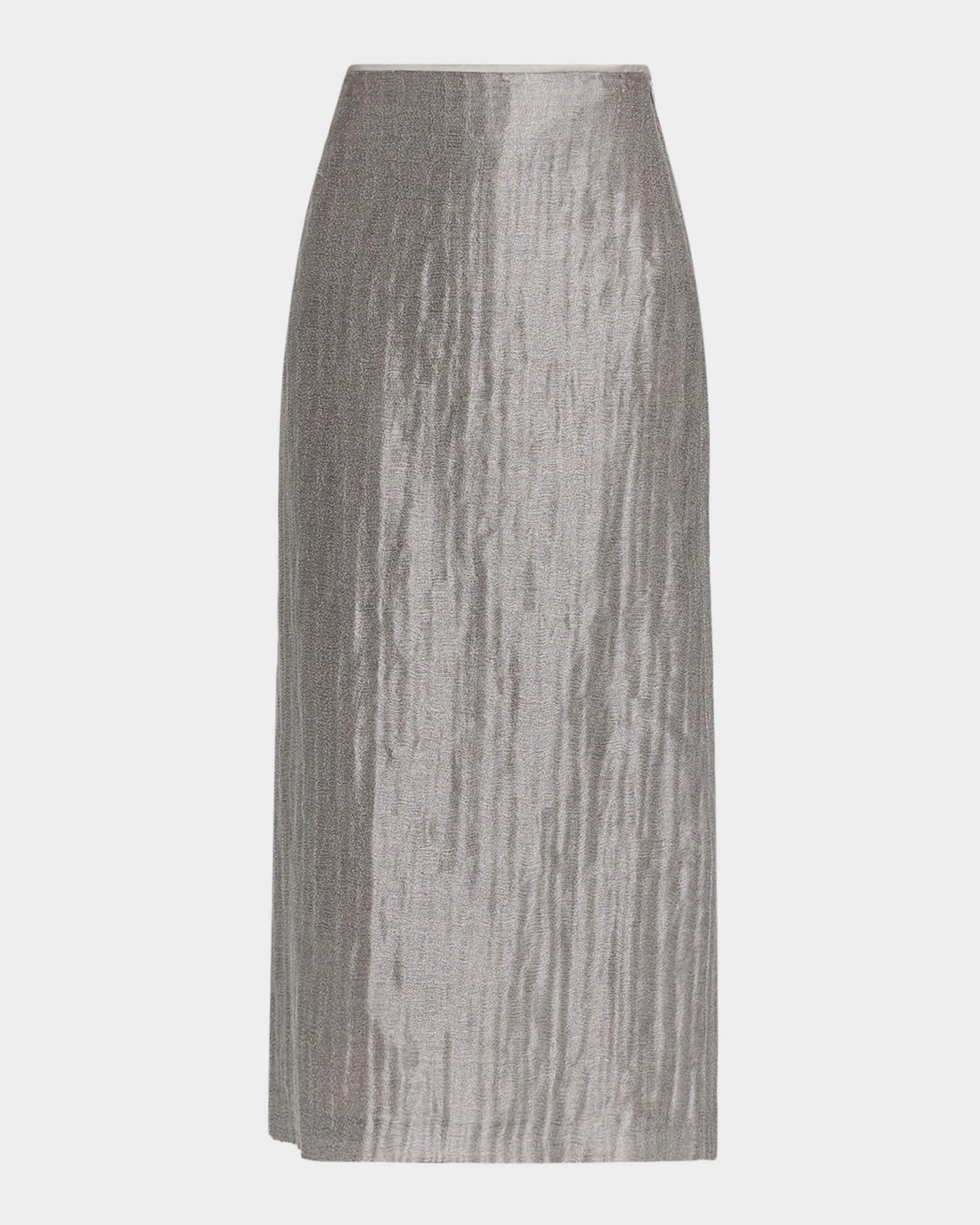 Linen Viscose Tubular Metal Mesh Skirt in Pearl Silver