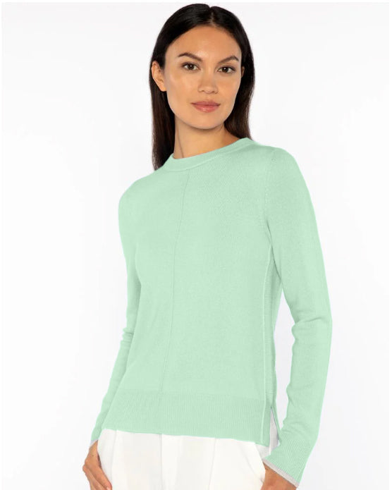 Tipped Crew in Celadon/Ivory