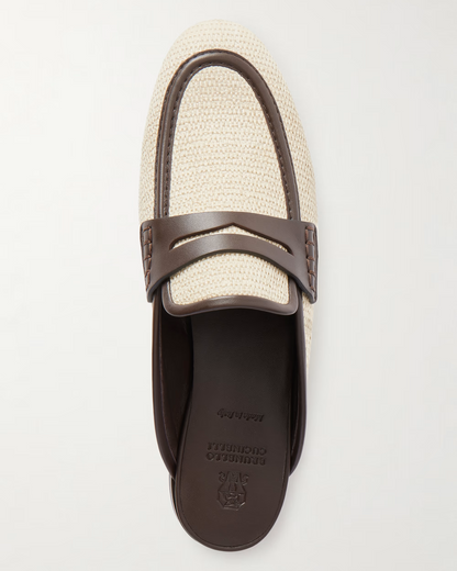 Micro Rafia Contrast Mules in Rope