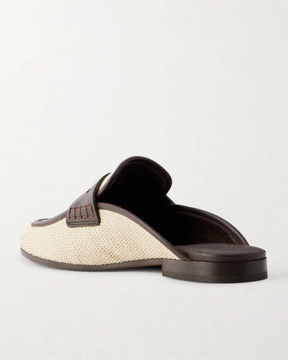 Micro Rafia Contrast Mules in Rope