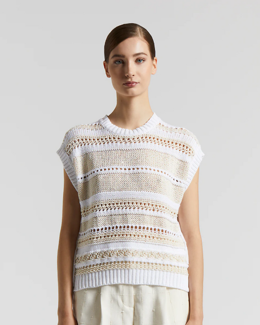 Soft Cotton Tricot Waistcoat in Quartz Sand