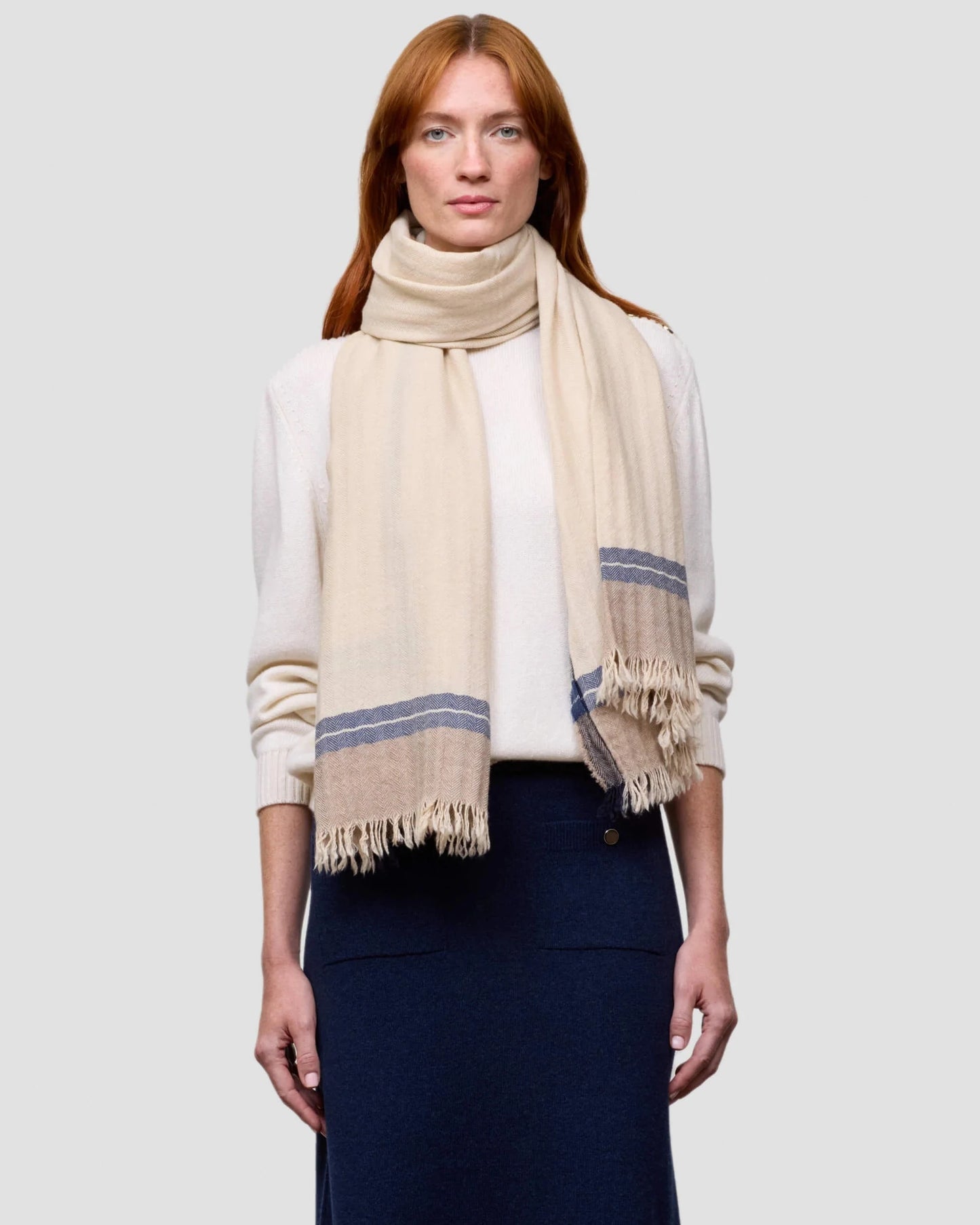 Washed Inverie Karla Scarf in Natural Navy