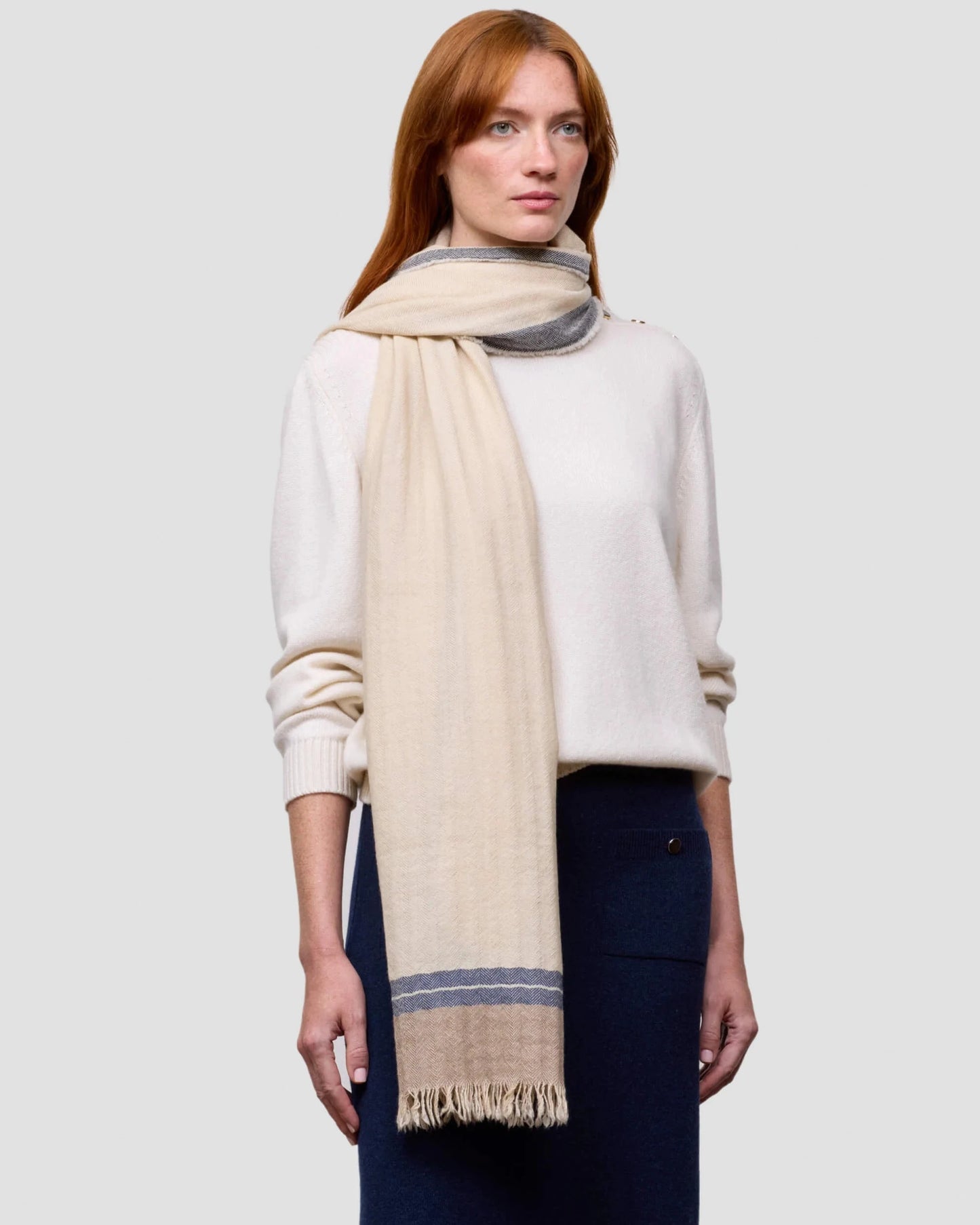 Washed Inverie Karla Scarf in Natural Navy