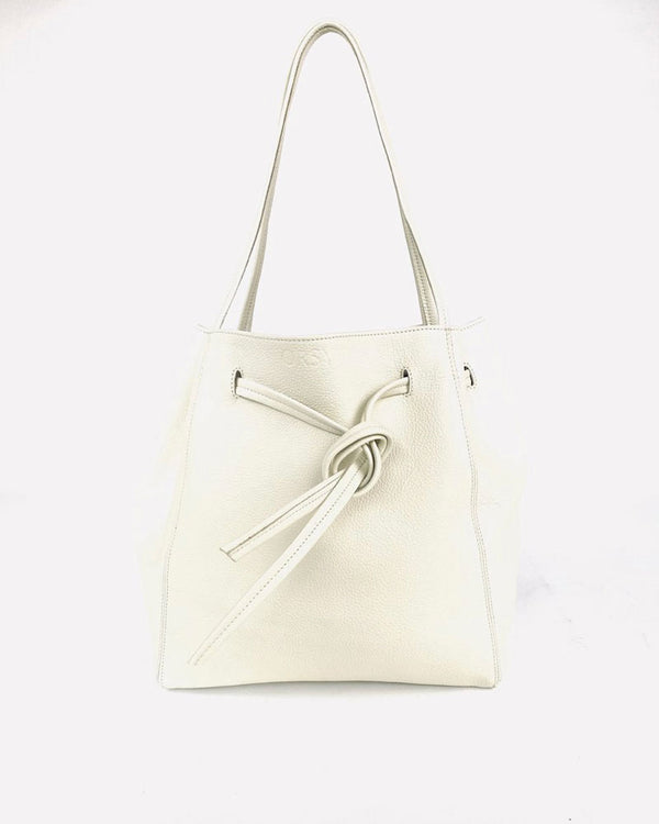 Florence Tote in Milk Pebble Grain