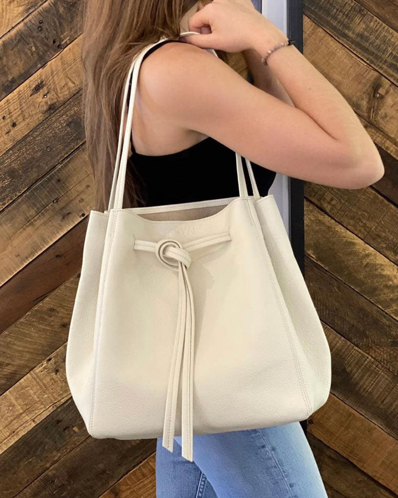 Florence Tote in Milk Pebble Grain
